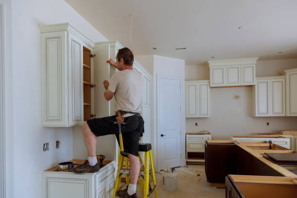 Kitchen island installation in Englewood by JMT Kitchen Cabinet
